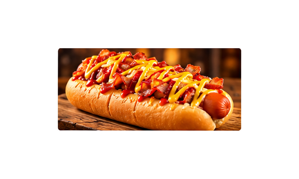 Hot dog con queso y tocino